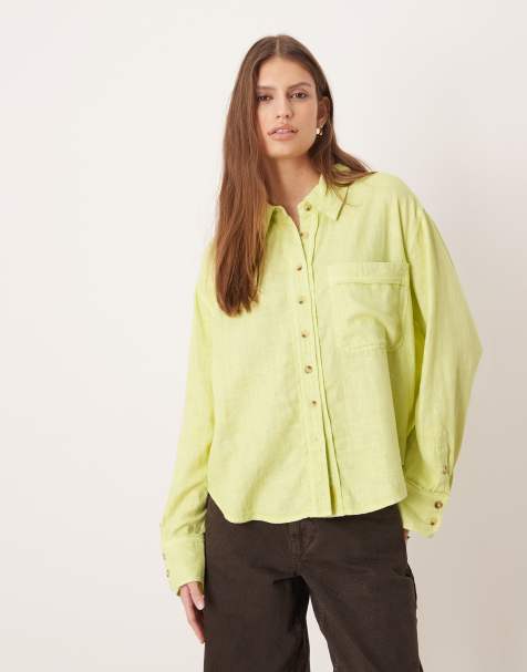 Free People linen mix laurel top in yellow early bloomer - view 1