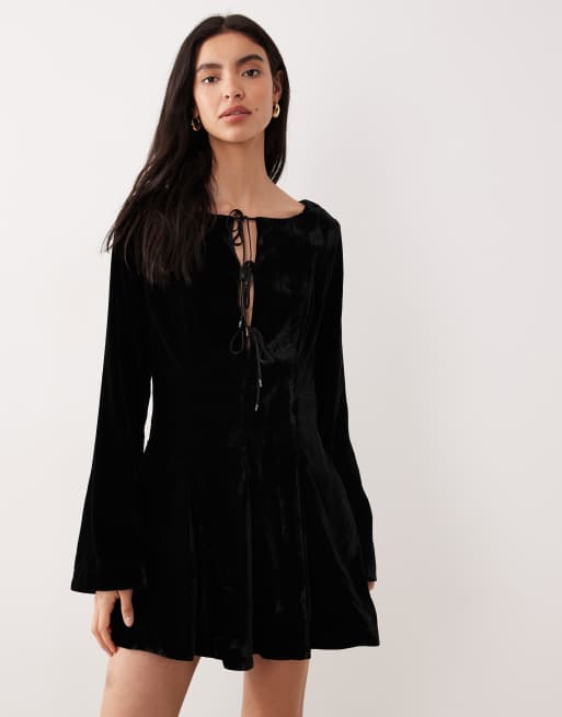 Free People Linney Velvet Mini Women's Dress Black : 4