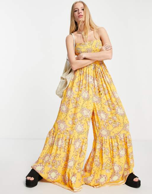 Free people yellow store jumpsuit