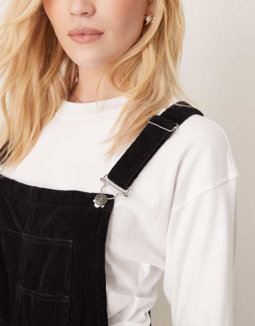 Free People – Locker geschnittene Cord-Latzhose in Schwarz, 2 von 4