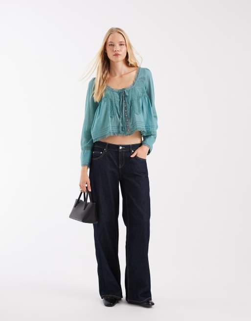 Free People long sleeve evermore blouse in mineral blue, 2 of 4
