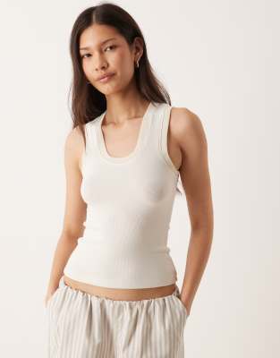 Free People - Longer Days - Tanktop in Steinkraut-Weiß