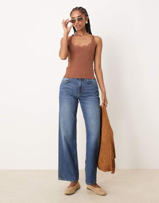Free People looking good lace detail cami top in tan | ASOS