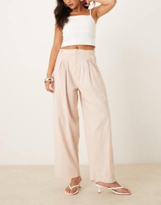asos Free People lotta love linen pull on trousres in sand