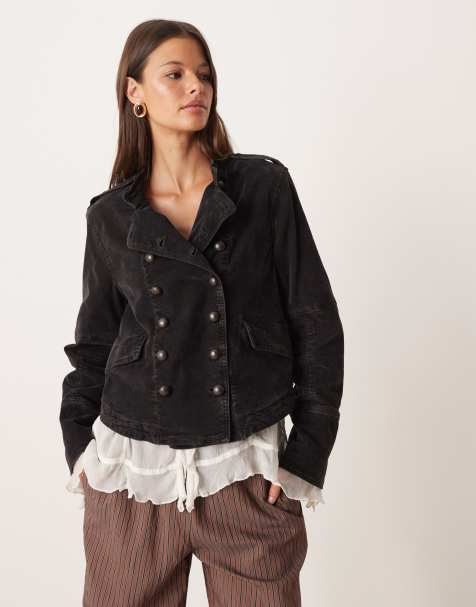 Free People lotty velvet jacket in black - view 1