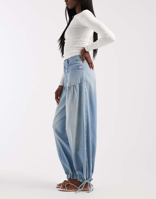 Free People – Lotus – Ballon-Jeans in Blau mit Bündchen, 3 von 5