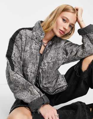 Free People Lotus soft bomber jacket in grey