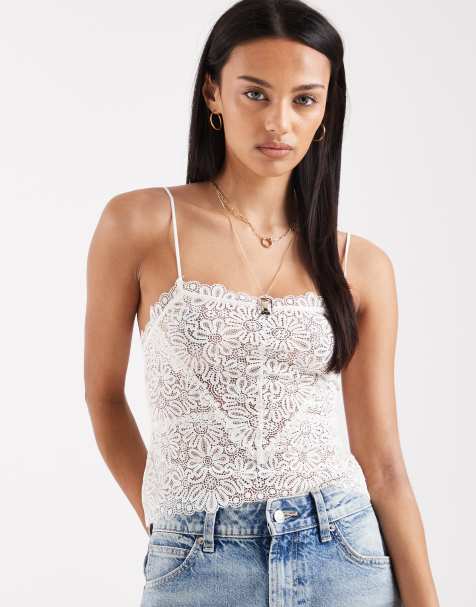 Free People love and lace cami top in clean ivory