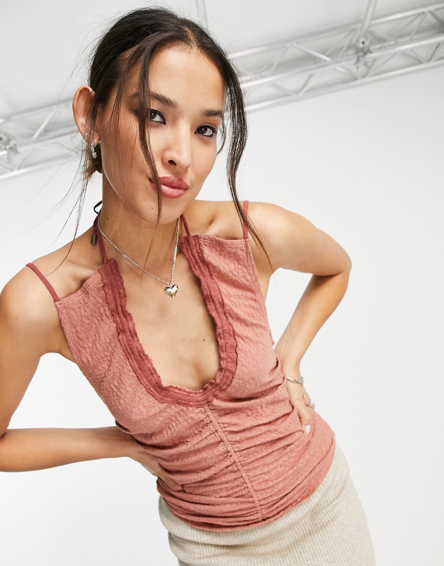 Free People Love Her keyhole tank top in red-Brown