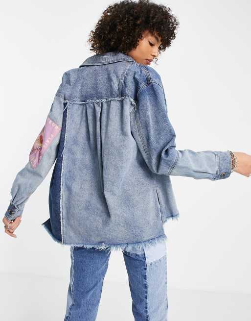 Free people best sale embroidered denim jacket