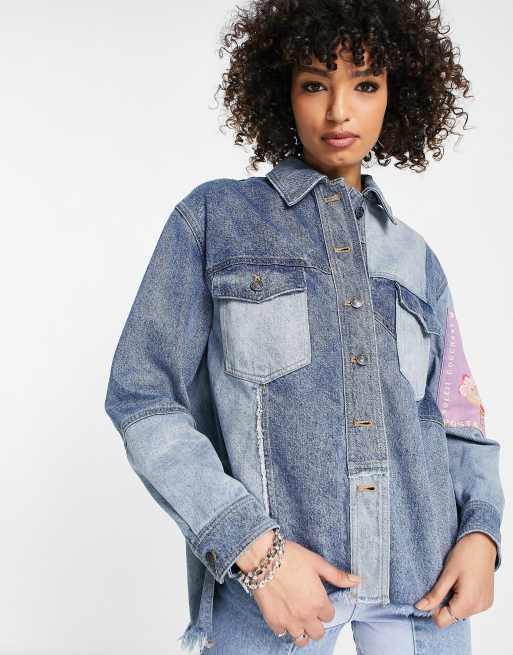 Free People Love Is Alive embroidered denim jacket in blue ASOS