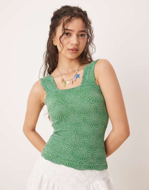 Free People Love Letter cami top in green - view 1