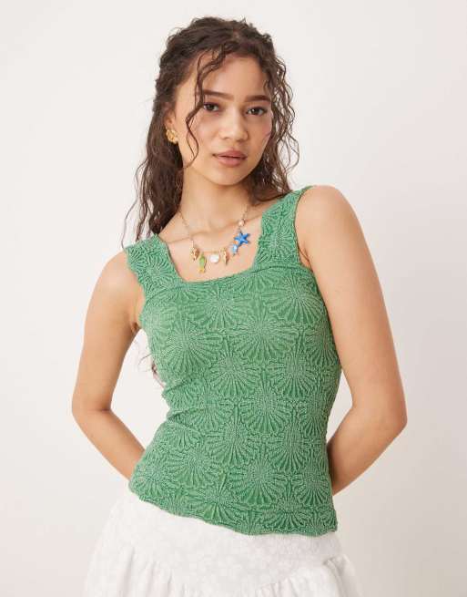 Free People love letter cami top in green