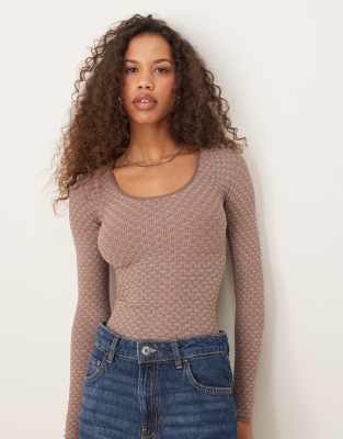 Free People Love Letter long sleeve top in chocolate