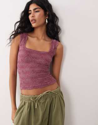 Free People Love Letter Textured Cami Top In Purple