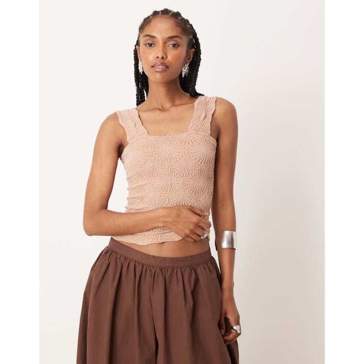 Free People love letter textured cami top in birch | ASOS