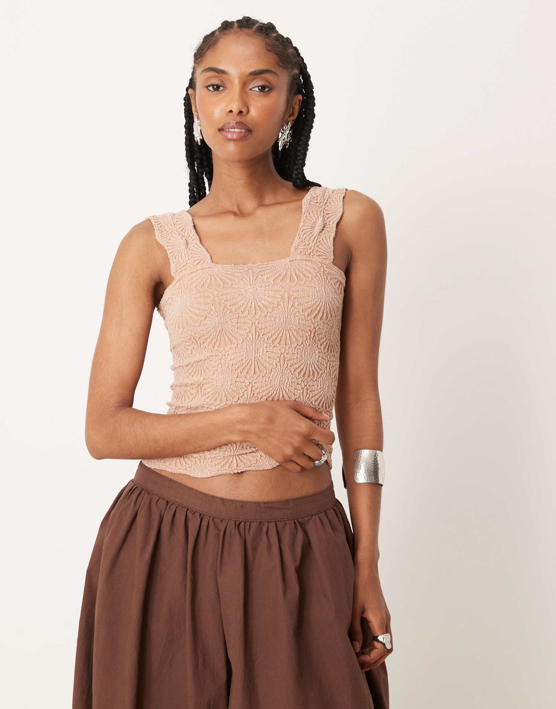 free people love letter textured cami top in birch
