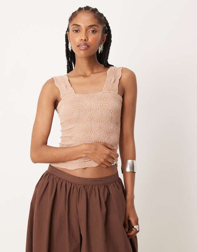 Free People love letter textured cami top in birch | ASOS