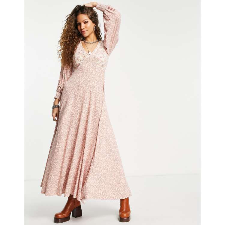 Free people pink floral dress top