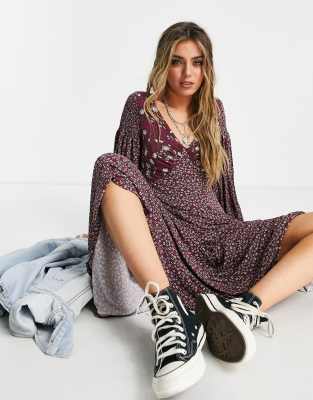 Free people mixed on sale floral maxi dress