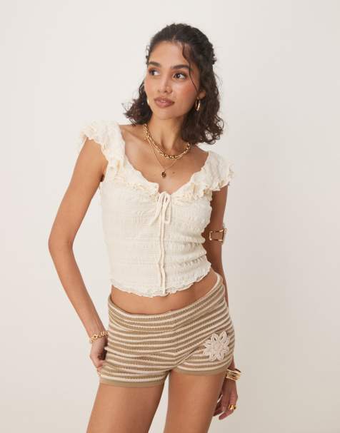Free People love you more ruched top in ivory - view 1