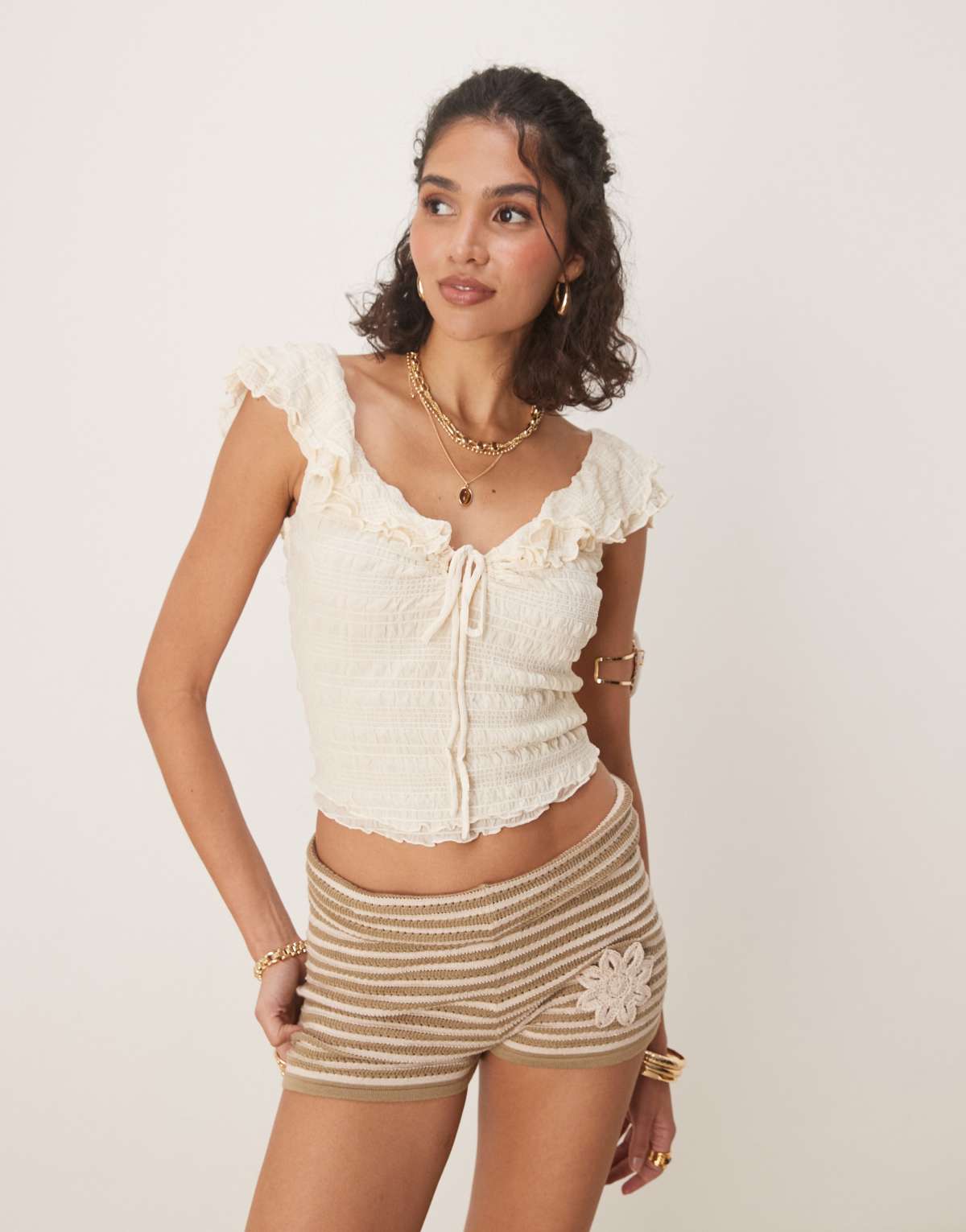 Free People love you more ruched top in ivory
