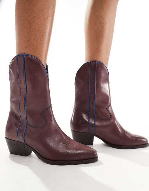Cowboy Boots For Women Chunky Heel Ankle Booties For Women