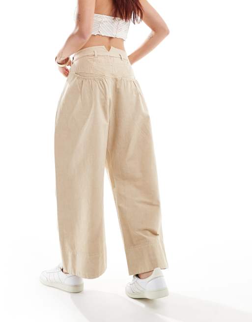 Free People low-rise barrel jeans in taupe, 3 of 5