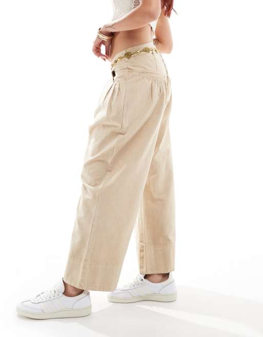 Free People low-rise barrel jeans in taupe, 5 of 5