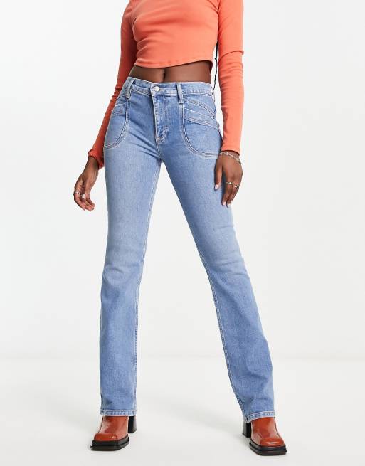 Free People low rise slim boot cut jeans in light blue