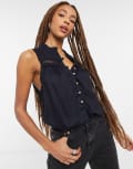 [Free People] Free People Low tide body in black S Black