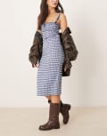 [Free People] Free People Lucinda gingham midi dress in indigo-Navy XS Indigo combo