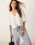 [Free People] Free People Luna cropped boho blouse in white L Optic white