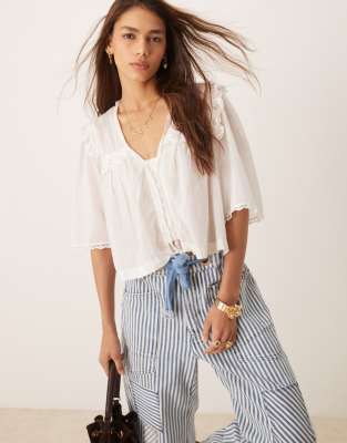 ASOS DESIGN Curve wide leg dad jeans in khaki