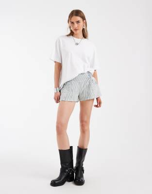 Free People Luna Railroad Mini Shorts In Blue