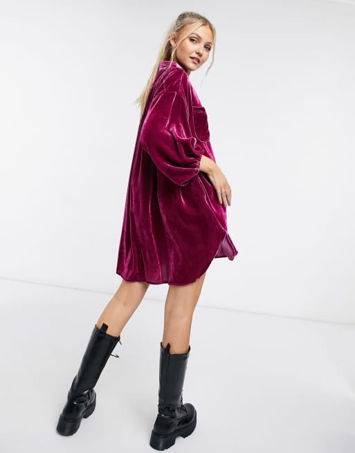 Free people clearance red velvet dress