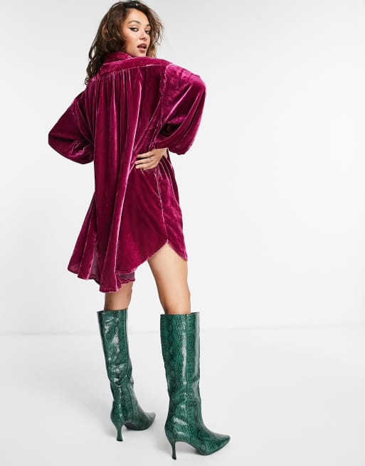 Velvet shirt clearance dress