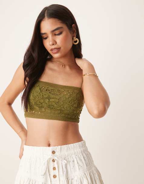 Free People lyra lace bralette in khaki - view 1