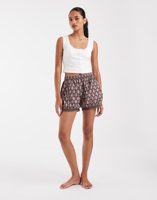 Free People - Made You Blush - Brune boksershorts med mønster , 2 af 5