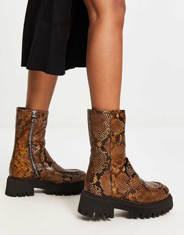 Free People Madison leather loafer boots in golden snake