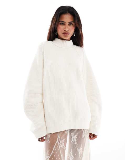 Free People - Maglione morbido accollato oversize color latte di cocco - view 1