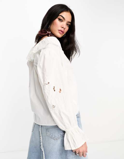Free People – Maisie – Vit skjorta med hålbroderi, 4 av 4