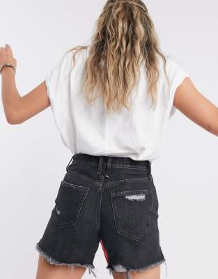 black high waisted cut off shorts