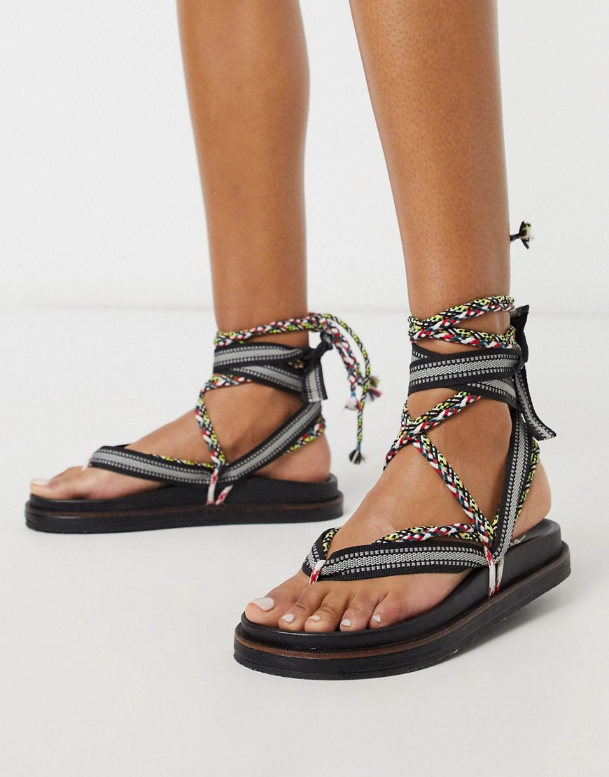 Free People mallorca multi strap chunky sole sandals in black