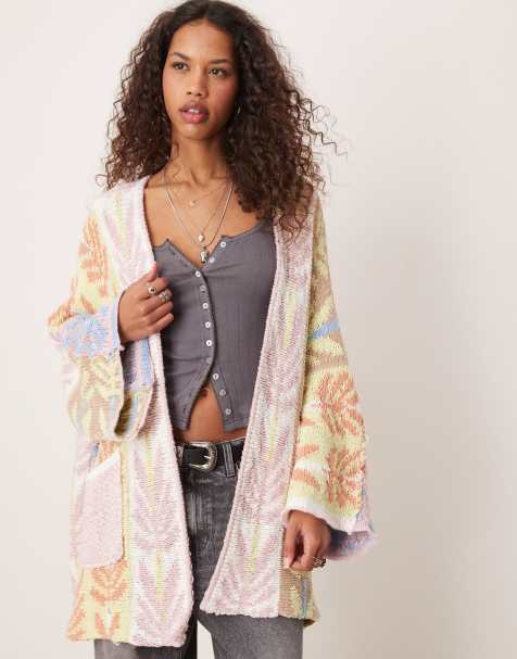 Free People mallorca oversized intarsia knit cardigan in multi - view 1