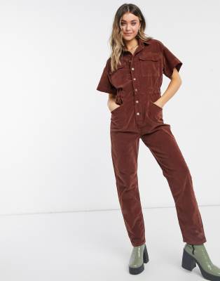 Free People Marci cord jumpsuit in brown