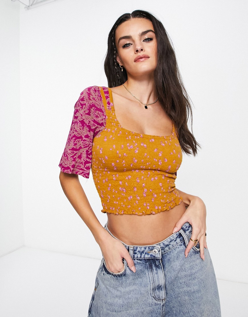 Free People Marigold shirred body blouse in yellow