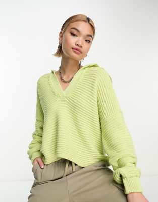 Free People Marli knitted pullover in lime green - ASOS Price Checker