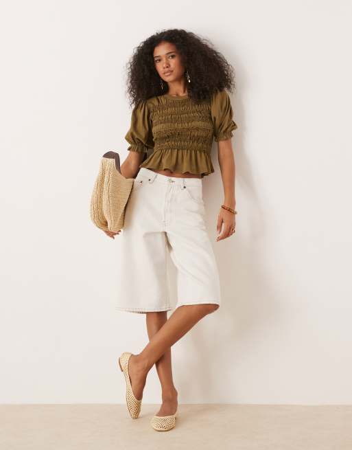 Free People – Maxey – Grön, stickad topp med rysch, 2 av 4