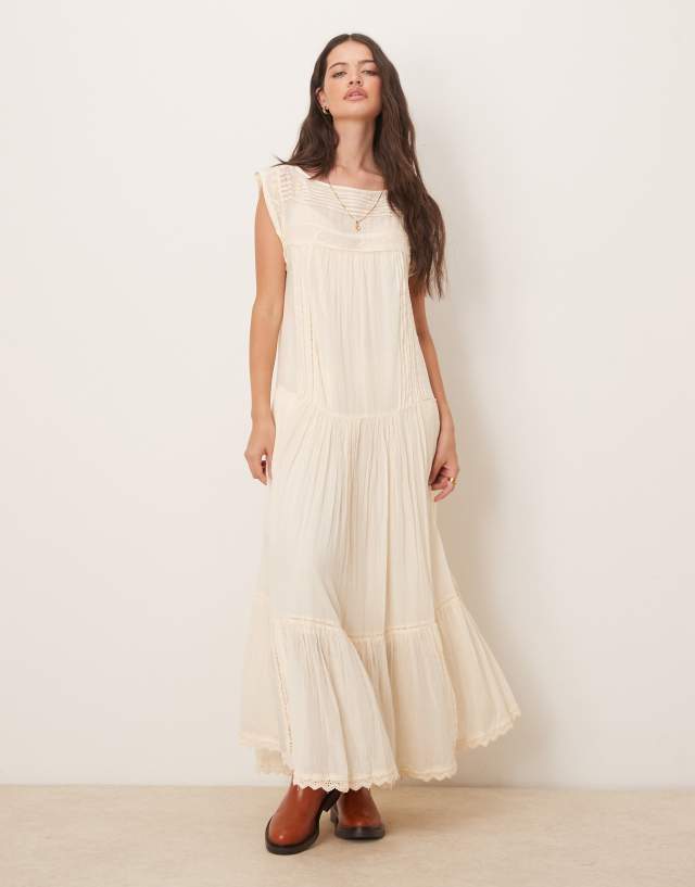 free people white boho dress meadows edge maxi in Color::#55-Gray discount25Q2 Cute Navy Blue Dress